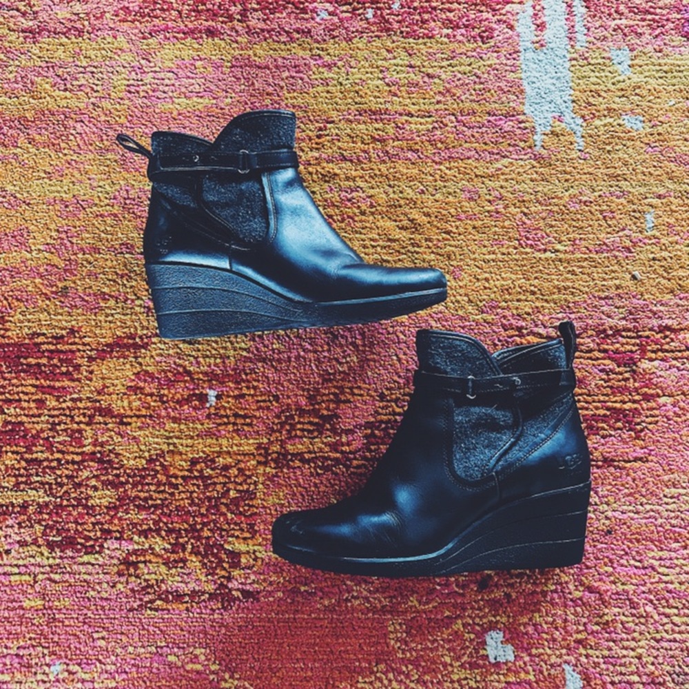 Black Wedge Boots- UGG